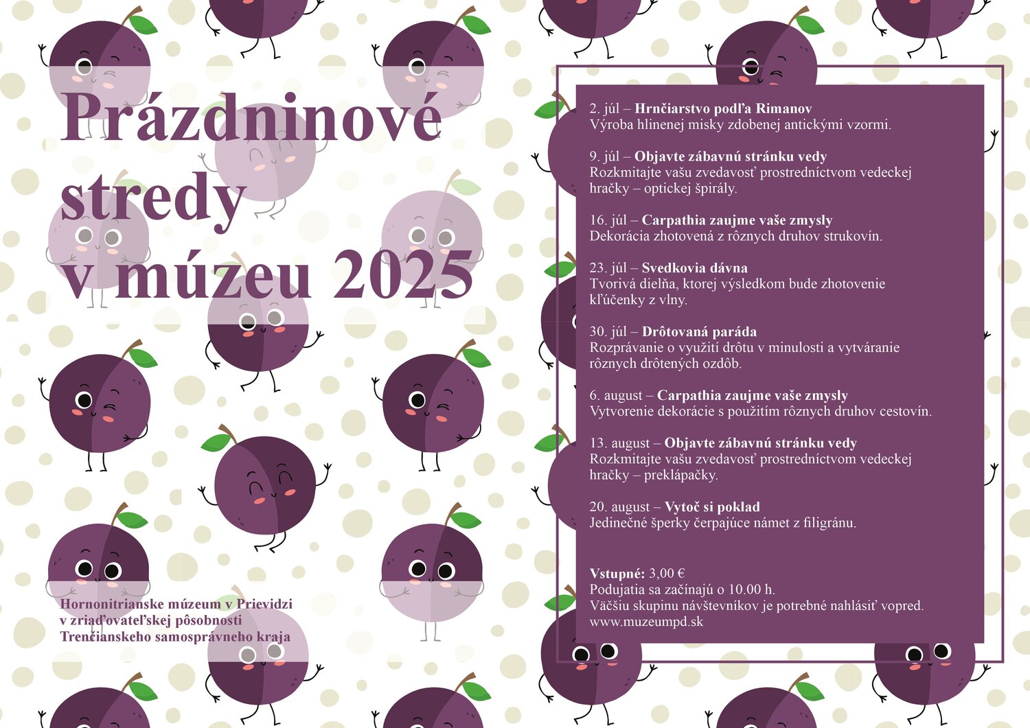 Plagát Prázdninové stredy v múzeu 2025