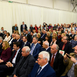 Malý formát vlády sr po prvýkrát zasadol v trenčianskom kraji, slávnostne poklepaný bol aj základný kameň hokejovej akadémie - 20191011_TSK_Pellegrini_011w