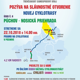Trenčianska župa pozýva na slávnostné otvorenie novej cyklotrasy medzi púchovom a nosickou priehradou - plagat_cyklotrasy_6usek_