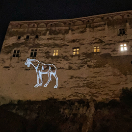 Zväčšiť fotografiu - Barborin palác na trenčianskom hrade sa premenil na plátno - IMG_9053
