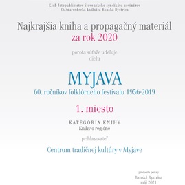 Zväčšiť fotografiu - Najkrajšiu knihu o regióne má centrum tradičnej kultúry myjava! - diplom