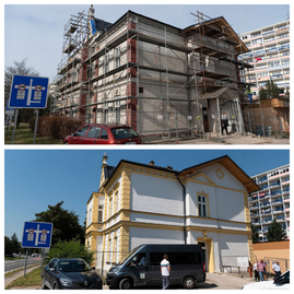 Zväčšiť fotografiu - Z budovy považskej knižnice je krásavica v novom šate - kolaz pk bp