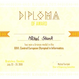 Medailový rok pre študenta gymnázia ľudovíta štúra - diplom-CEOI