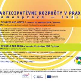 Projekt participatívne rozpočty v praxi otvorí zaujímavé témy v oblasti participácie - Pozvánka