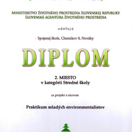 Spojená škola nováky opäť potvrdila svoj záujem o ochranu prírody - diplom-1