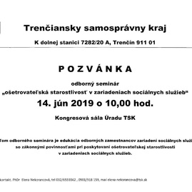Ošetrovateľská starostlivosť v zariadeniach sociálnych služieb bude témou odborného seminára na pôde župného úradu - Bez názvu