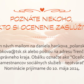 Zväčšiť fotografiu - Viete o výnimočnom človeku, pracujúcom v sociálnych službách? - SOC_zašlite návrh_24-01