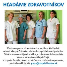 Zväčšiť fotografiu - Výzva zdravotníkom! pomôžte bojnickej nemocnici! - nsp pd vyzva