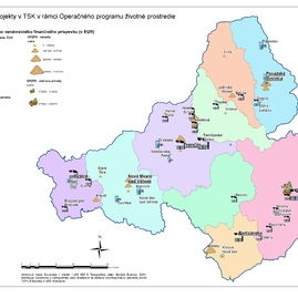 Schválené projekty na území trenčianskeho kraja - Mapa opzp