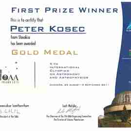 Predseda tsk prijal talentovaného študenta petra koseca - Peter kosec 5th ioaa poland 2011 gold medal