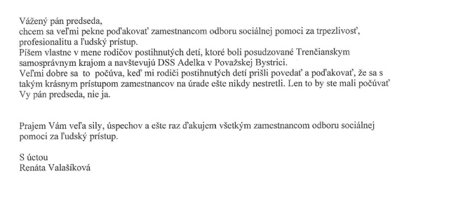 Poďakovanie od občianky za ústretový prístup Poďakovanie od občianky za ústretový prístup