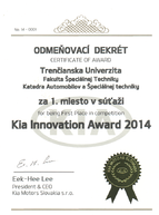 Študenti trenčianskej univerzity vyhrali súťaž kia innovation award 2014 - diplom