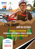 Zväčšiť fotografiu - Obľúbené cyklobusy sú späť! na krajských cestách budú jazdiť už po piatykrát. - Cyklobusy 2021 plagát_fin-01