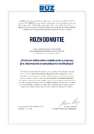 Zväčšiť fotografiu - Soš v starej turej je centrom odborného vzdelávania a prípravy (covp) pre informačné a komunikačné technológie - COVP_RUZ_2022_rozhodnutie