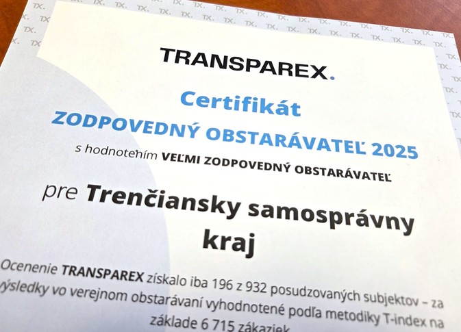 Župa získala ocenenie Zodpovedný obstarávateľ 2025 s hodnotením A+