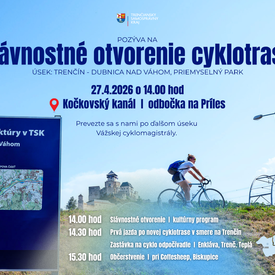 Otvorte s nami nový úsek Vážskej cyklomagistrály spoločnou jazdou na bicykloch