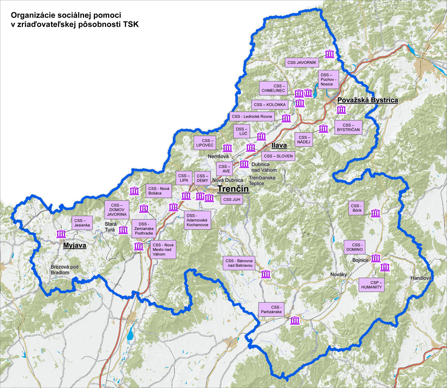 sociálne organizácie TSK - centrá sociálnych služieb