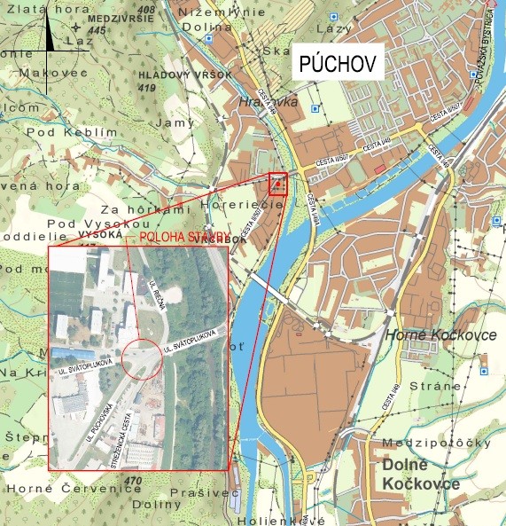 pohľad na križovatku na ceste II/507 v meste Púchov